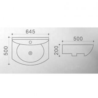 Раковина подвесная Azario 64.5х50х20 фаянс, цвет Белый (AZ4196)